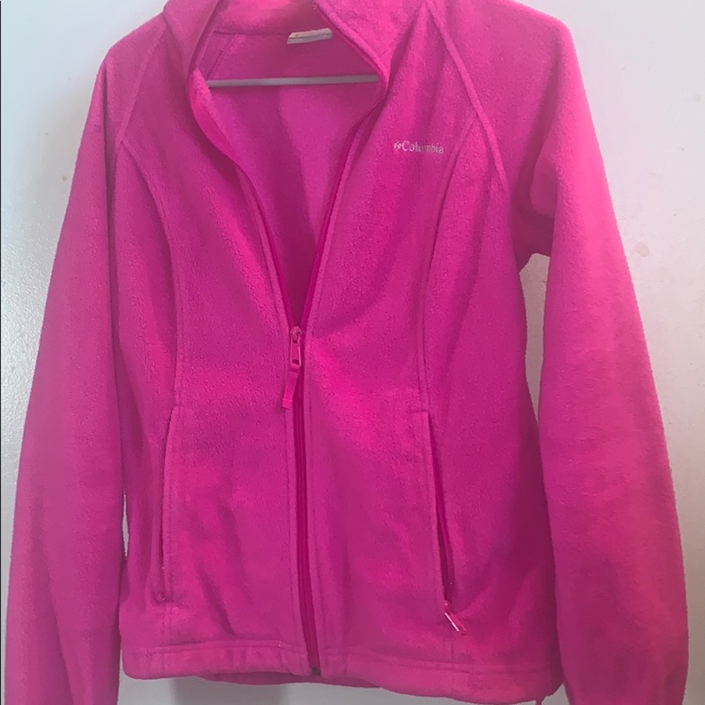 Bright pink Columbia jacket!